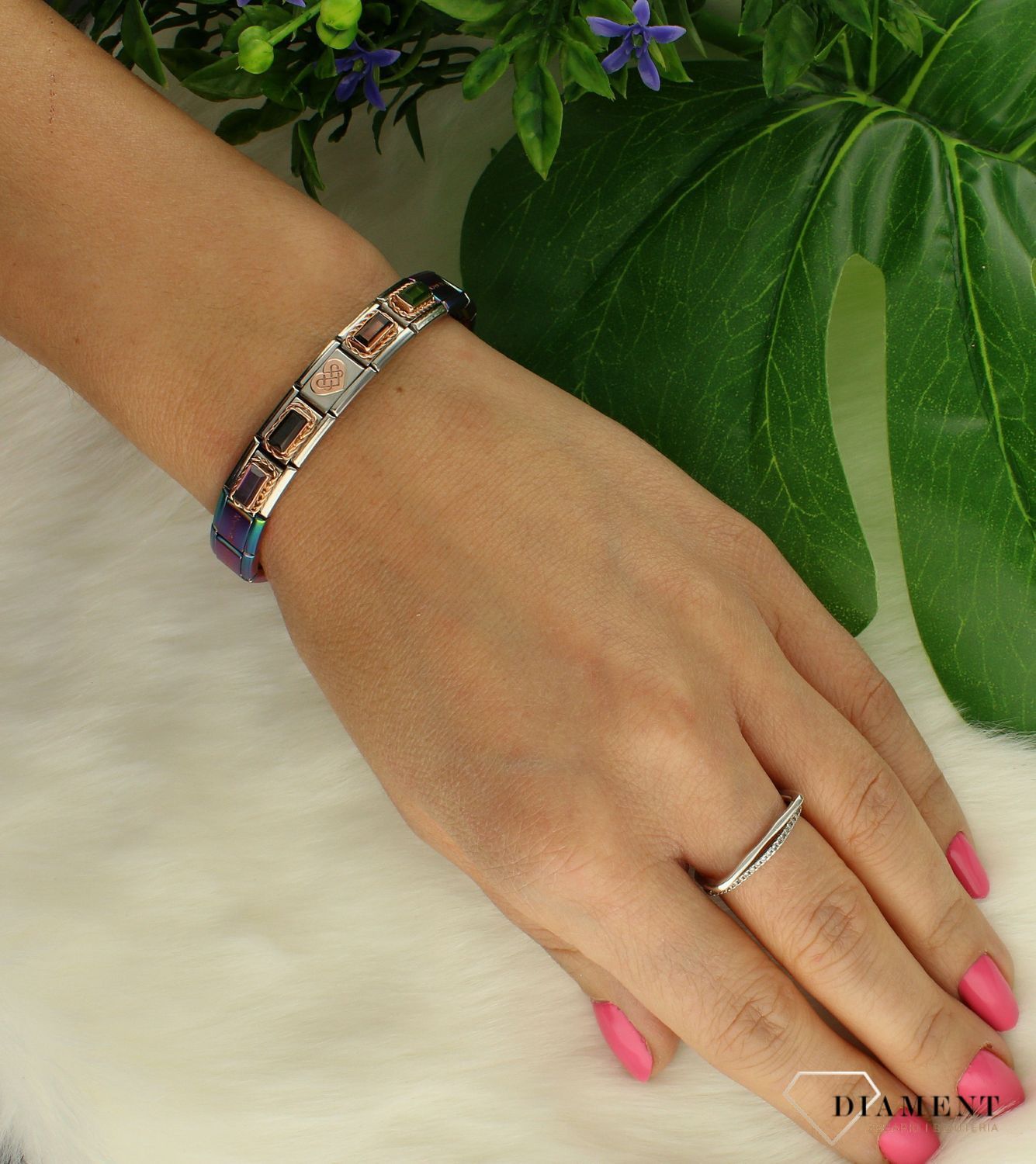 Nomination Link 9K zawieszka różowe złoto 'Biała cyrkonia' 430604 010.jpg